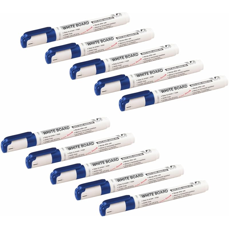 YAJNAS Whiteboard Markers Assorted Ink Colours Markers for School & Office Stationery Items Markers (Blue-10)