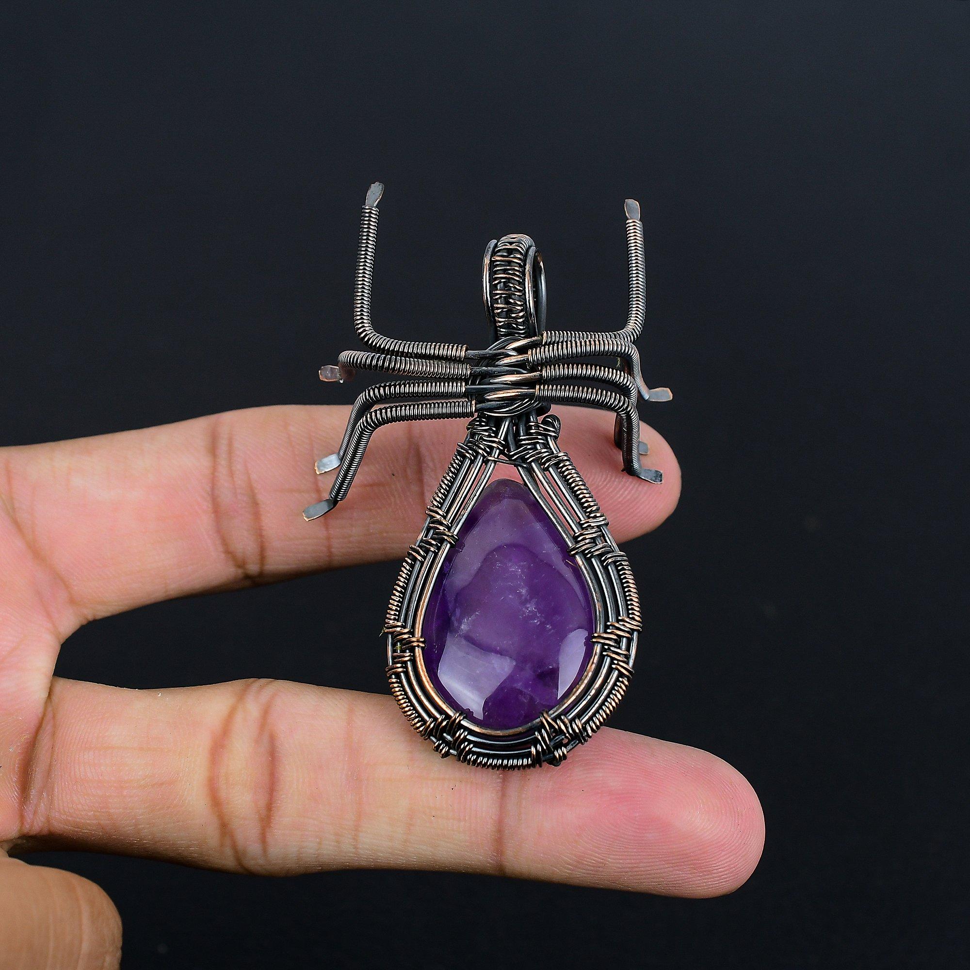 

Украшения из аметиста, кулон из драгоценного камня, обернутый медной проволокой 999 пробы, кулон ручной работы, на День памяти 2.28 Inches