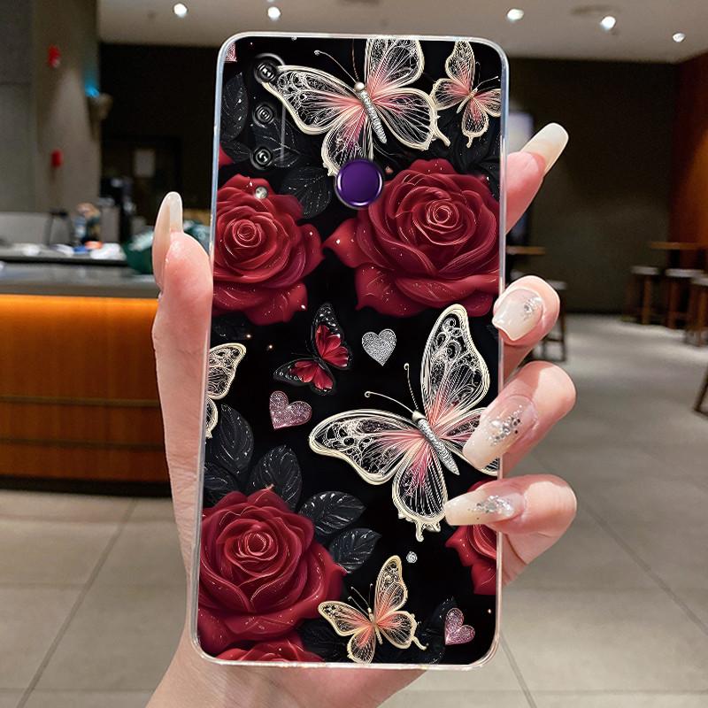 For Huawei Y6p MED-LX9 MED-LX9N Cover Huawei Y6p 2020 Case Luxury Fashion Butterfly Flowers Clear Soft Silicone TPU Phone Case