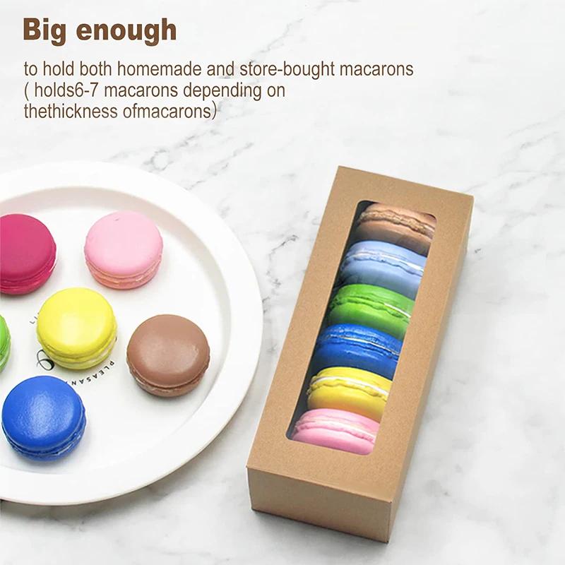10/20pcs Macaron dessert packing box with transparent window kraft paper cupcake box cookie candy carton party supplies