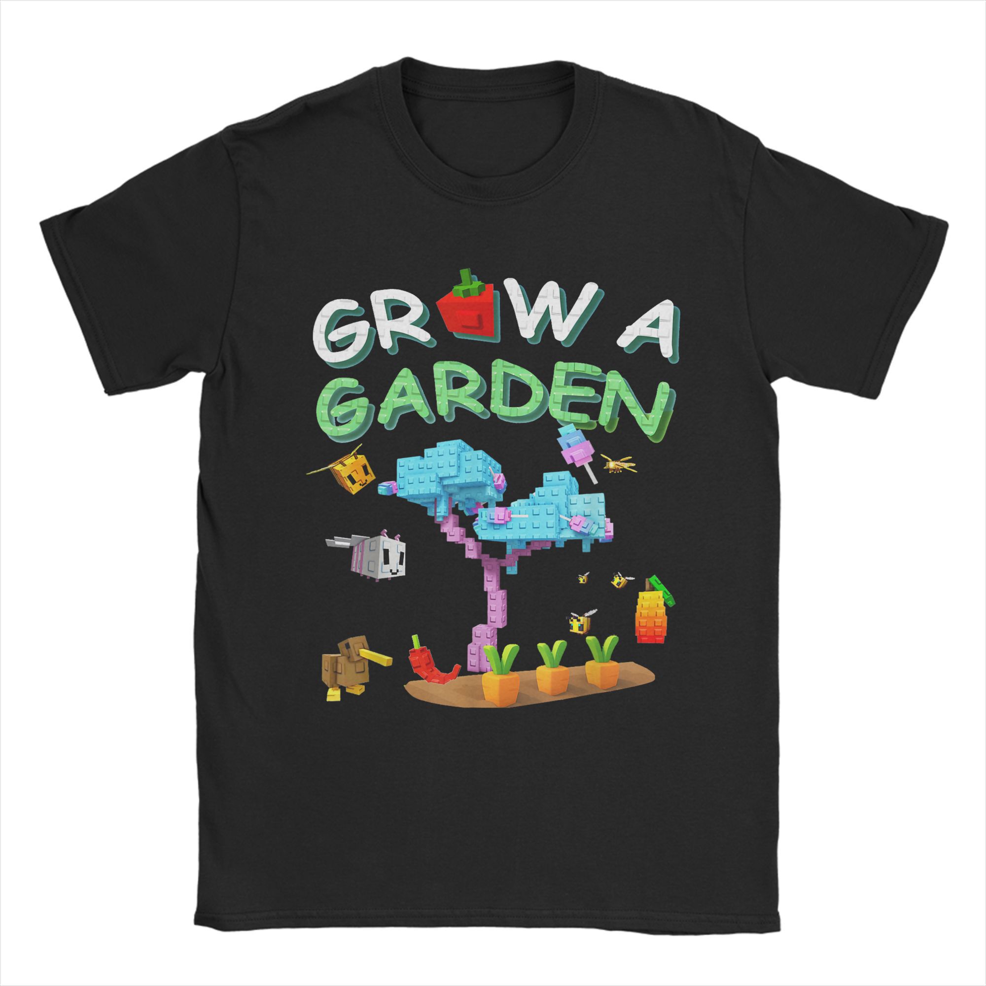 

Casual TShirt Summer Grow A Garden Candy Blossom Leisure TShirts Pure Cotton Tee Shirt for Unisex Y2K Printed Short Sleeve Tops S