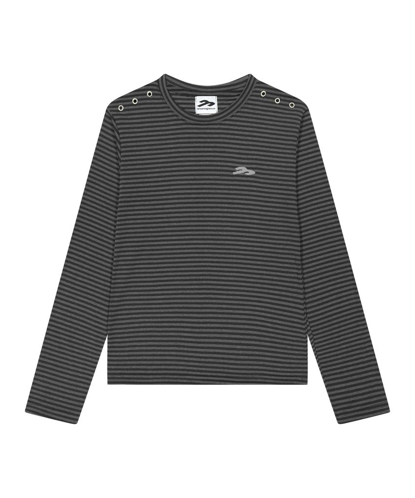 Tansanmageunesyum Juyoung X Tansan Eyelet Long Sleeve (Stripe Gray)