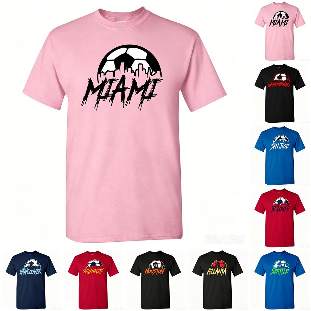 Men's Short Sleeve Neck T-Shirt with USA States Soccer Graphic, Breathable Comfortable Fan for Day