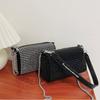 Large Capacity Rhinestone Handbag Zipper Chain Shoulder Bag Retro Small Square Bag  Party
