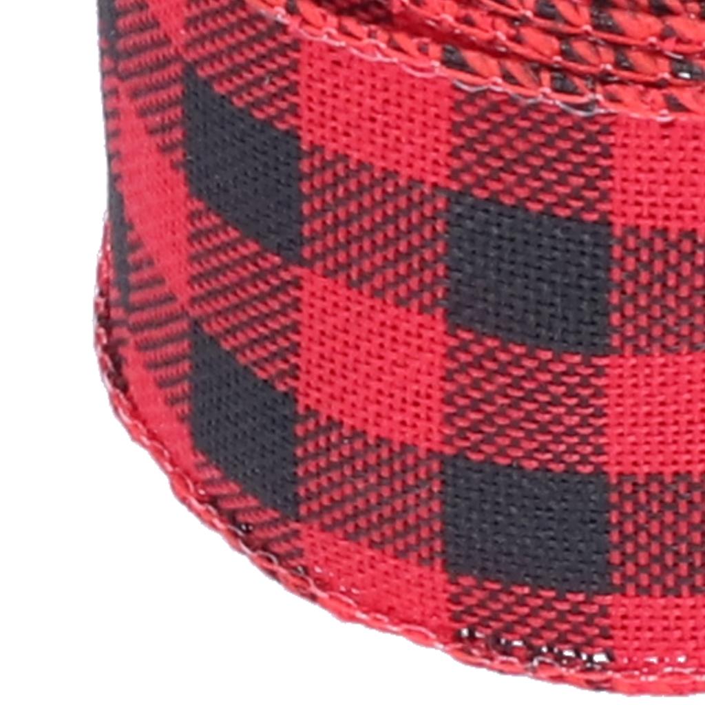 5m Christmas Wired   Ribbon Decorative Plaid Ribbon for Home   Gift Wrapping Crafts(Black Red )