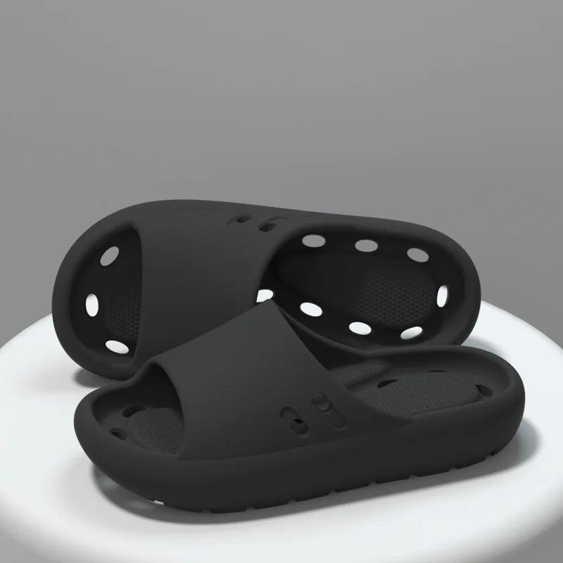 

Summer Slippers for Men Women Soft Slippers Outdoor Home Slides Cloud Slipper Men Flat Sandals Beach Shoes Man Male Flip Flops 42-43 чорний