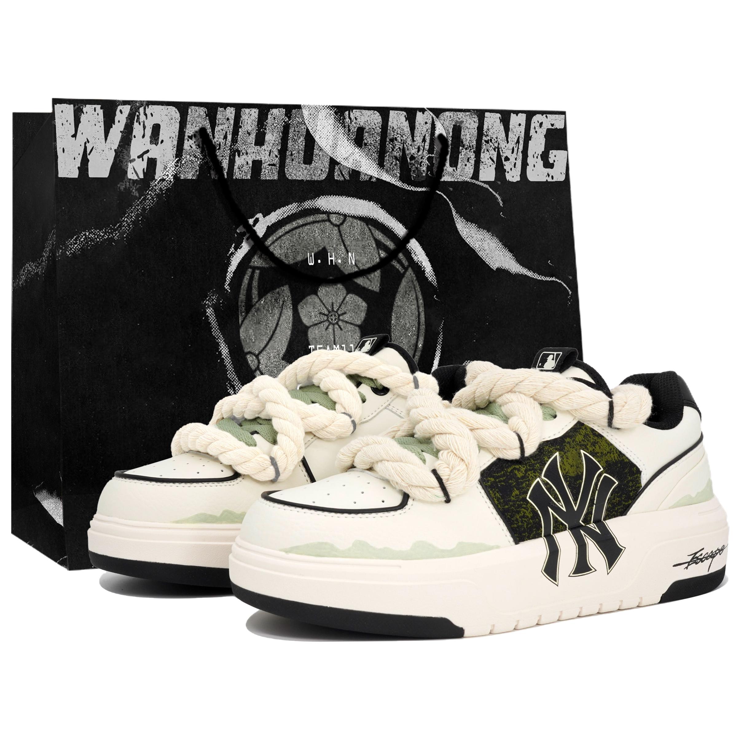 

MLB Chunky Liner Slip Resistant Abrasion Resistant Low top Skateboard Shoes Unisex White Green 3ASXCA12N-50WHS(Team113-BOX) 36.5