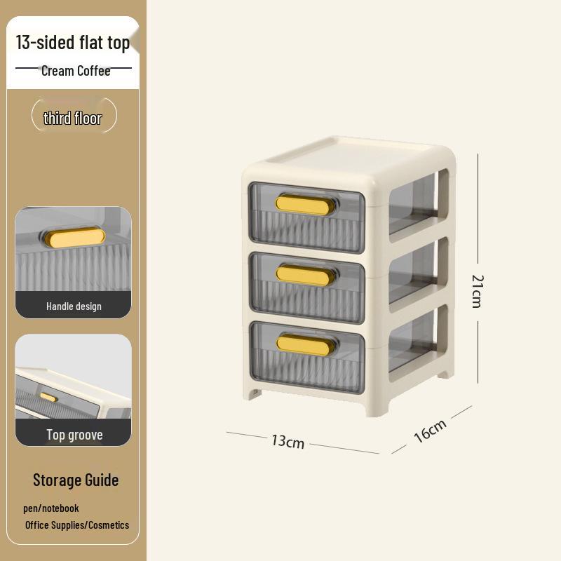 Multi-layer Desktop Organizer: Drawer-Type Storage Box for Office Supplies, Stationery, and Cosmetics