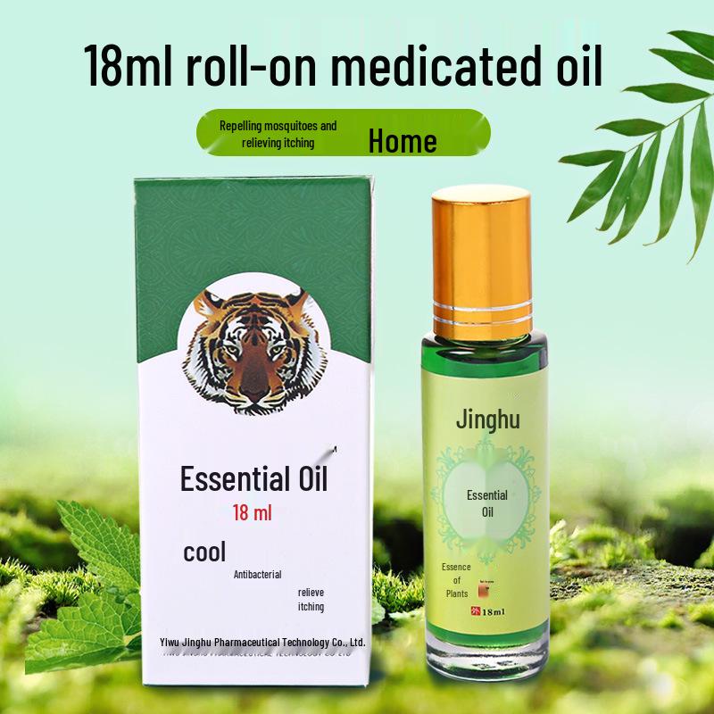 Jinghu Wind Oil Roll-On - 3/6/12ml Tiger Head Cooling Oil Refreshing Formula