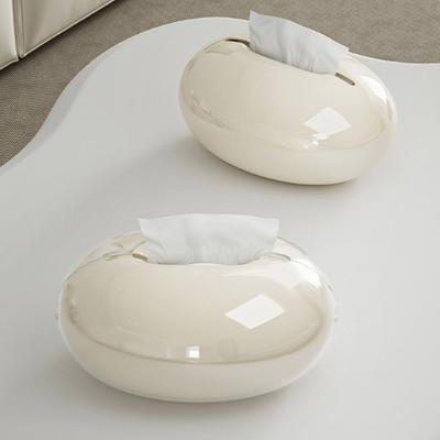 Oval Magnetic Tissue Box Cover Modern Double-Layer Plastic Tissue Box Holder Magnetic Closure Tissue Holder for Home Dining Table Office Desk