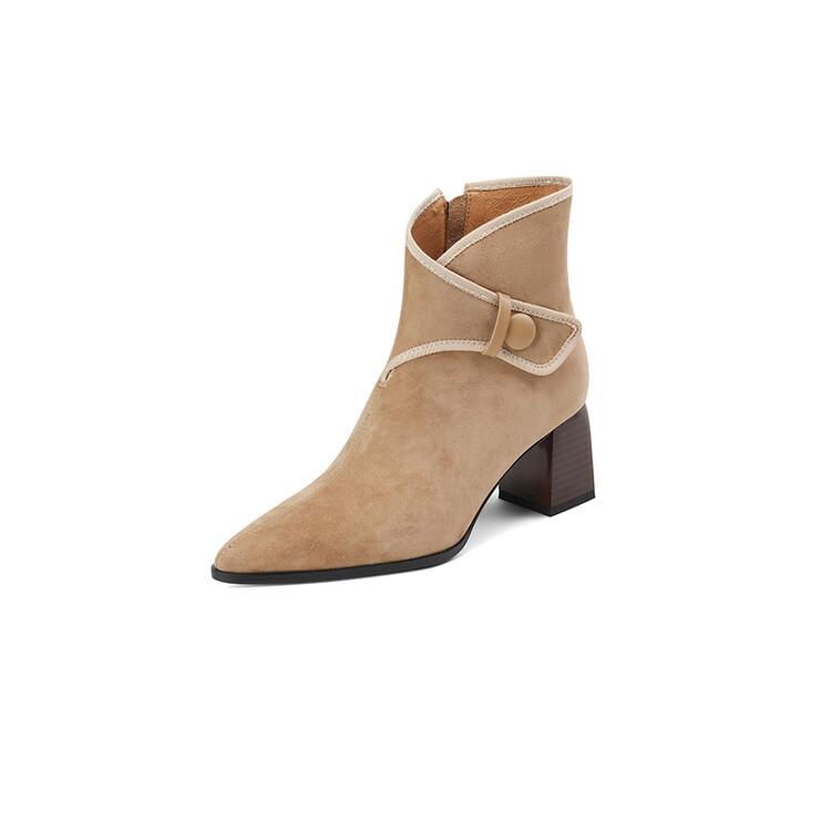 

Мода 2024 Новые Осенне-Зимние Женские Ботинки Модные Ботильоны Челси с Острым Носком на Массивном Высоком Каблуке из Детской Замши 40