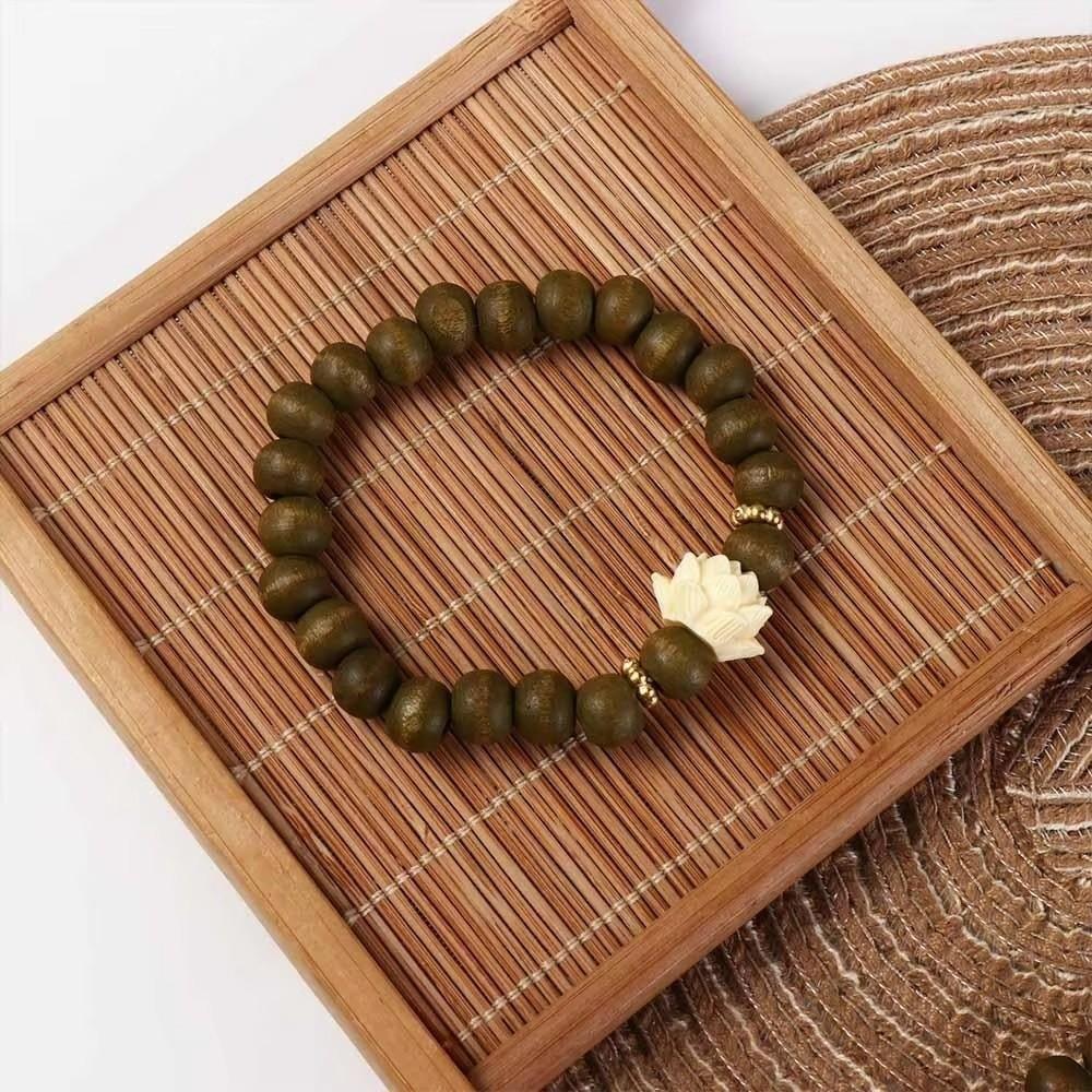 Elastisches Lotus Sandelholz Armband Handgefertigte Gewebte Rosenkranzarmbänder Holz Perlenstrang Armbänder Geschenke