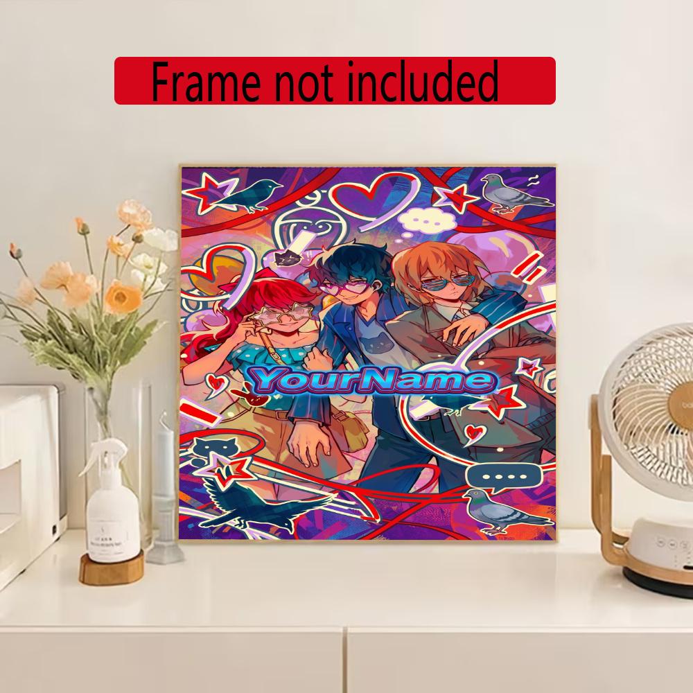 Incredibox Customize Your Name Diamond Painting Round Diamond Diy Frameless Holiday Artwork Suitable For Home Office Wall Decoration
