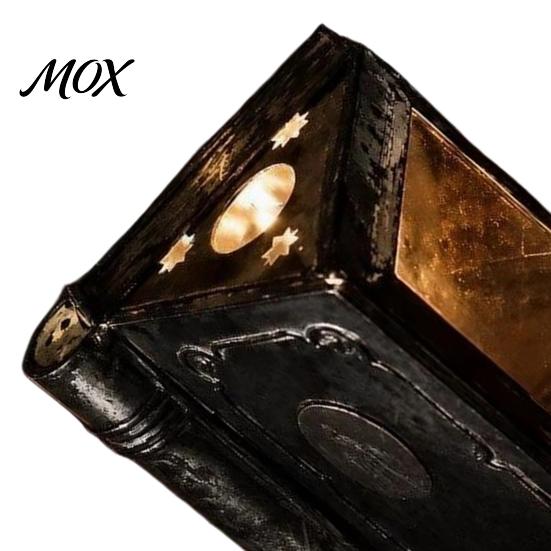Iron Candle Stands Metal Magic Book Box with Light, Lighted Holder Ornament, Exquisite Decorative Pillar Stand for Living Room Bedroom Office