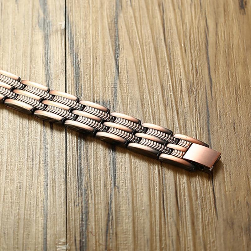 12mm Heavy Punk Red Copper Wheat Magnetic Chain Bracelet Men Women Hiphop Bike Energy Magnet Hologram Arthritis Bangle Jewelry