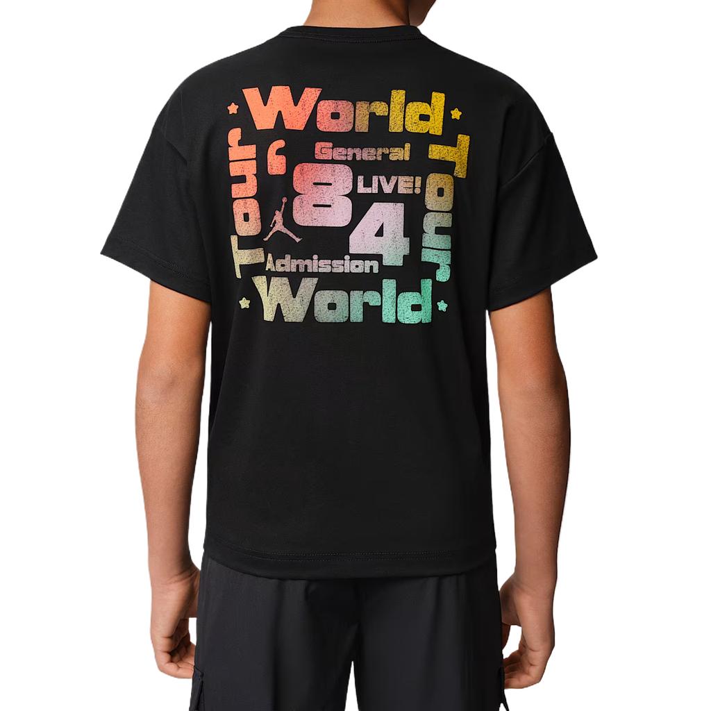Jordan T-Shirt Knit Cotton Ribbed Crew Neck Kids tops IW1474-010