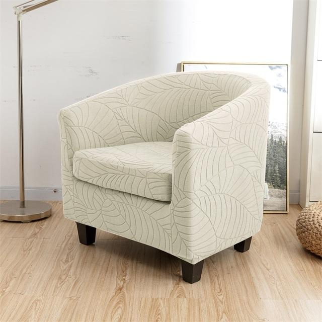 Leaves Jacquard Tub Chair Cover Stretch Armchair Cover Club Sofa Slipcover For Living Room Couch Covers With Seat Cushion Covers