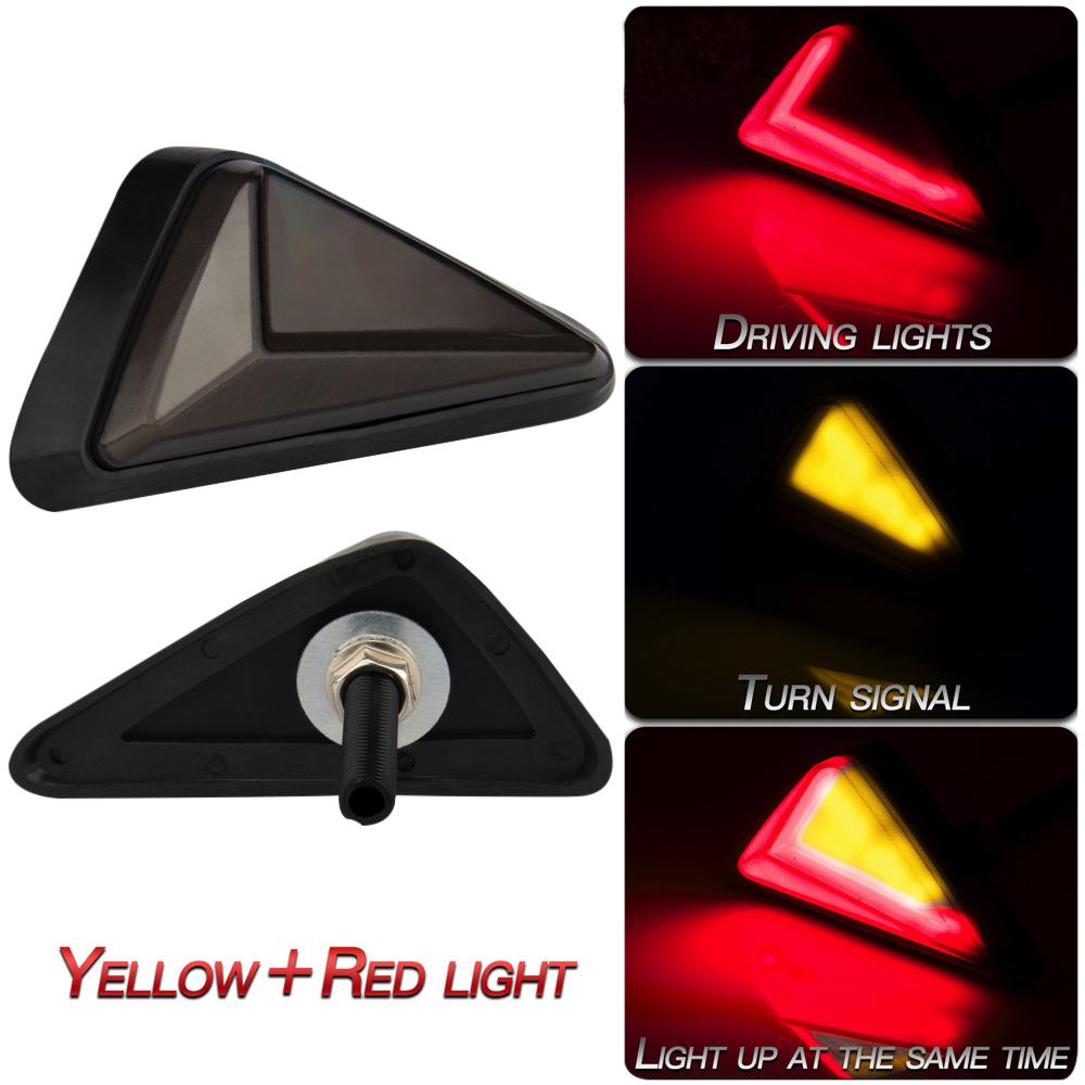2pcs Motorcycle LED Turn Signal Light Universal Triangle Waterproof Indicator Flashing Light Embedded Signal Light