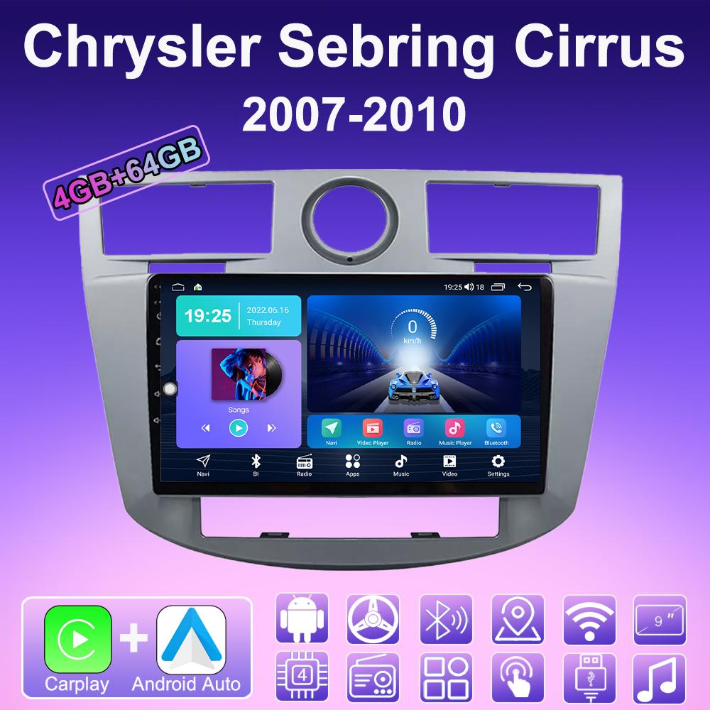 2 DIN Android Carplay Car Radio For Chrysler Sebring Cirrus 2007-2010 Multimedia Player Head Unit Stereo GPS Navigation BT WIFI 4+64GB
