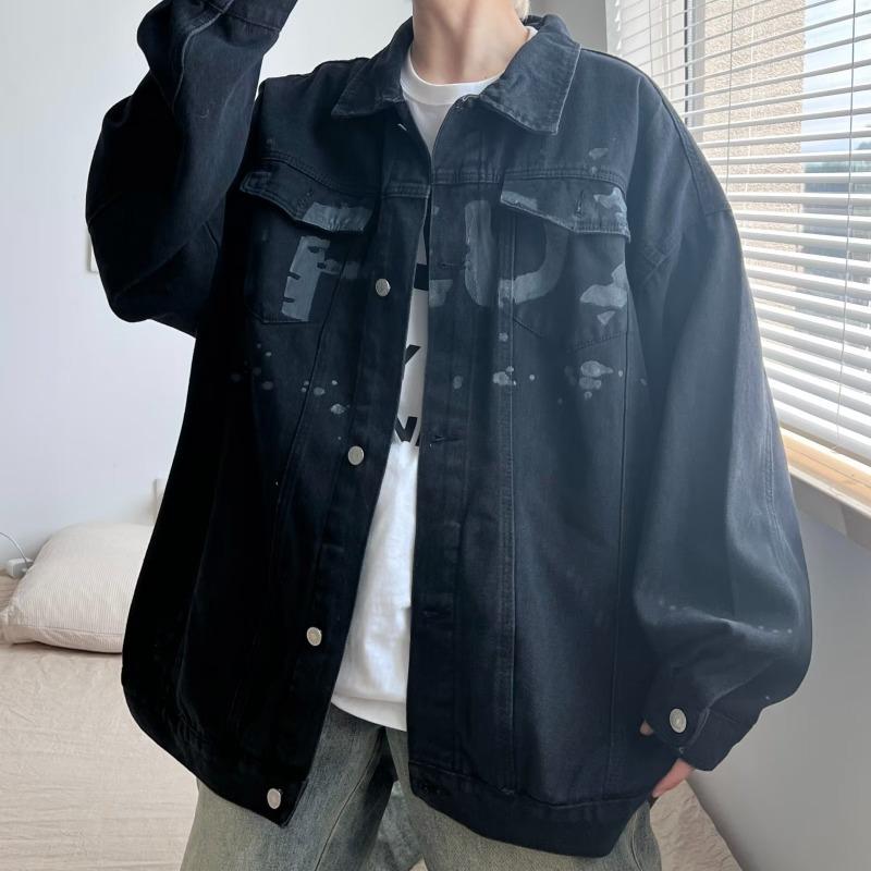 

Сезонная джинсовая куртка мужская корейская версия модная ретро-куртка с инструментами модный бренд гонконгский стиль свободный красивый топ 2XL чёрный
