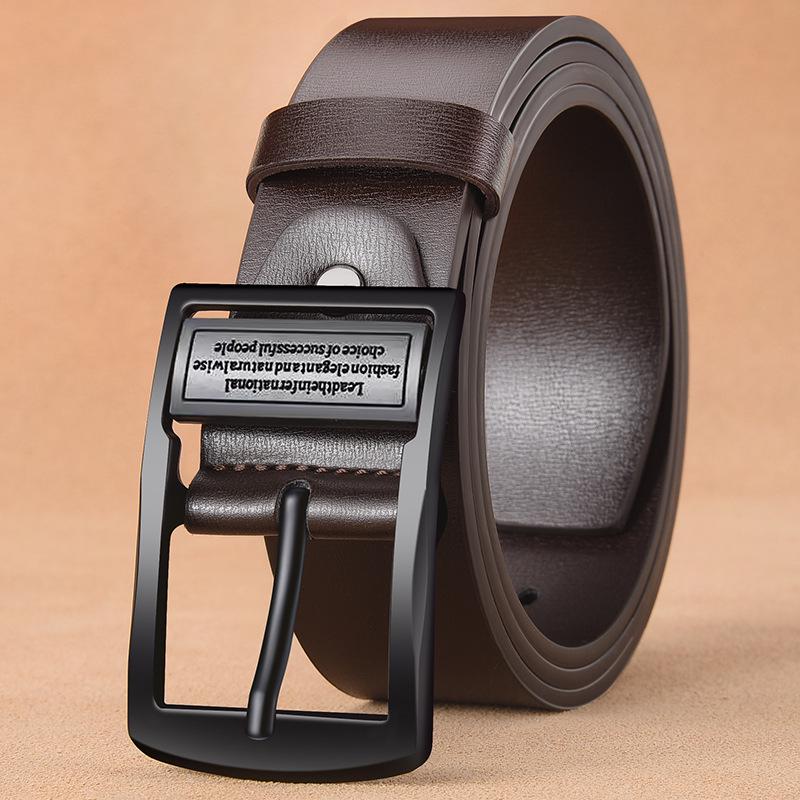 Men's Soft Leather Belt with Alloy Japanese Antique Buckle, Copper Pin