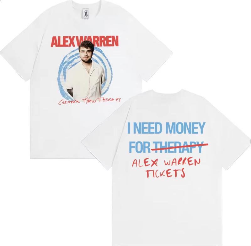 

Alex Warren Cheaper Than Therapy Tour T Shirt Men Women Fashion Retro Short Sleeve Tee Shirt Cotton Loose Oversized T-shirt 5XL різнокольоровий