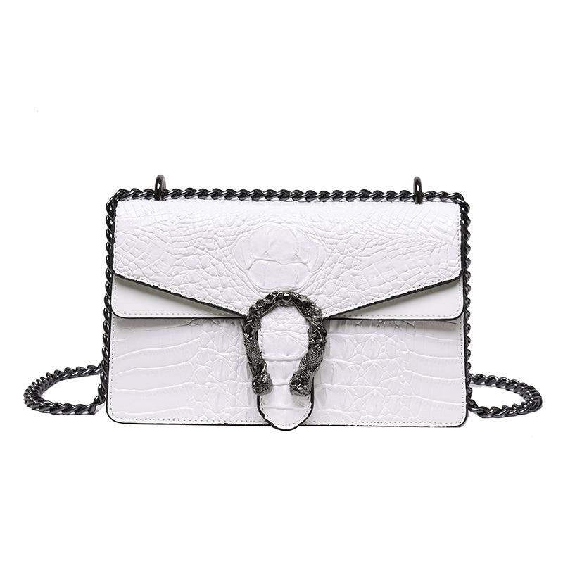 Bags Women's Bag 2025 New High-End Chain Crossbody Shoulder Bag European and American Retro Crocodile Pattern Small Square Bag