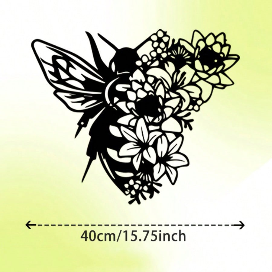 

Bee Metal Wall Art Garden Decoration Black Iron Floral Ornament Gifts