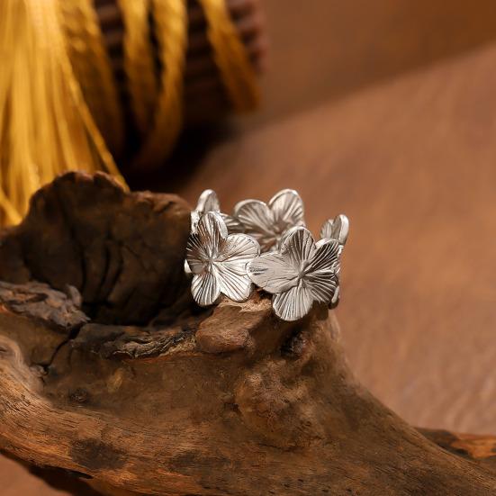 Adjustable Ring Petal Shape Comfortable Anti-Oxidation Ring Lightweight Exquisite Drawing Process Jewelry Ring
