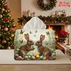 2D Flat 1pc, Tissue Box. Springtime Grassland Rabbit And Easter Eggs Pattern Napkin Dispenser, Reusable, Daily Desktop Tissue Organizer, Suitable for 