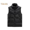 Men Waistcoat Stand Collar Sleeveless Zipper Placket Vest Coat with Side Pockets Solid Color Thickened Vest Jacket