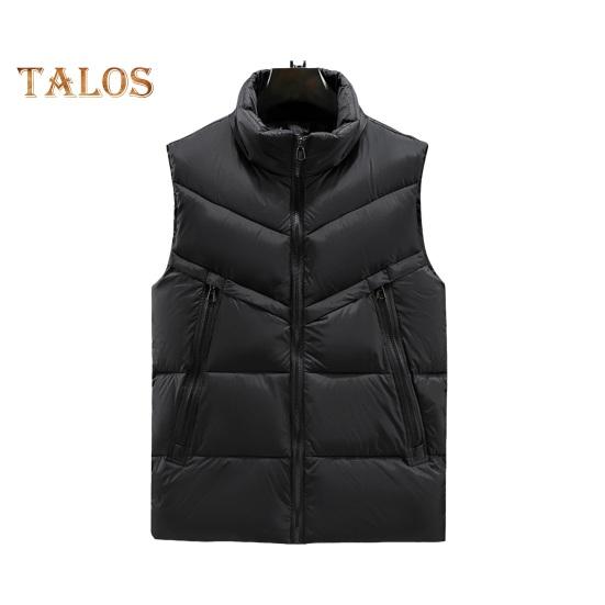 Men Waistcoat Stand Collar Sleeveless Zipper Placket Vest Coat with Side Pockets Solid Color Thickened Vest Jacket