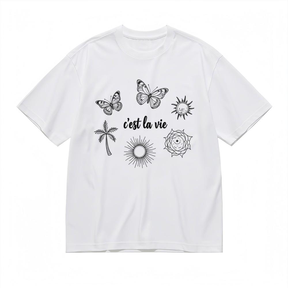 

Women s Soft Fashion Comfy Classic T-Shirt French Phrase Design 100% Cotton Tee 3XL