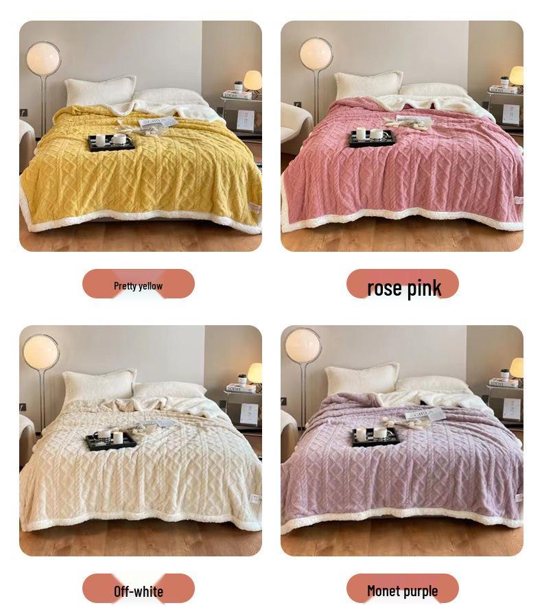 Portable Taffeta & Lambswool Nap Blanket for Students and Offices