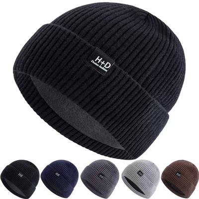 Neuer Stil Unisex Buchstaben Warme Wintermützen Stilvolle Plüschfellgefütterte Weiche Beanie-Mütze Dicke Winter-Strickmütze Für Männer Frauen Outdoor-Mützen