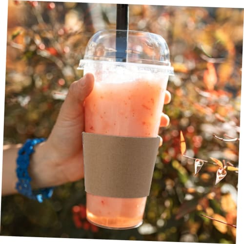 BESTOYARD 100pcs Hot Cup Sleeves Kraft Paper Coffee Sleeves Hot Cup Jacket Holder Insulated Drink Sleeves