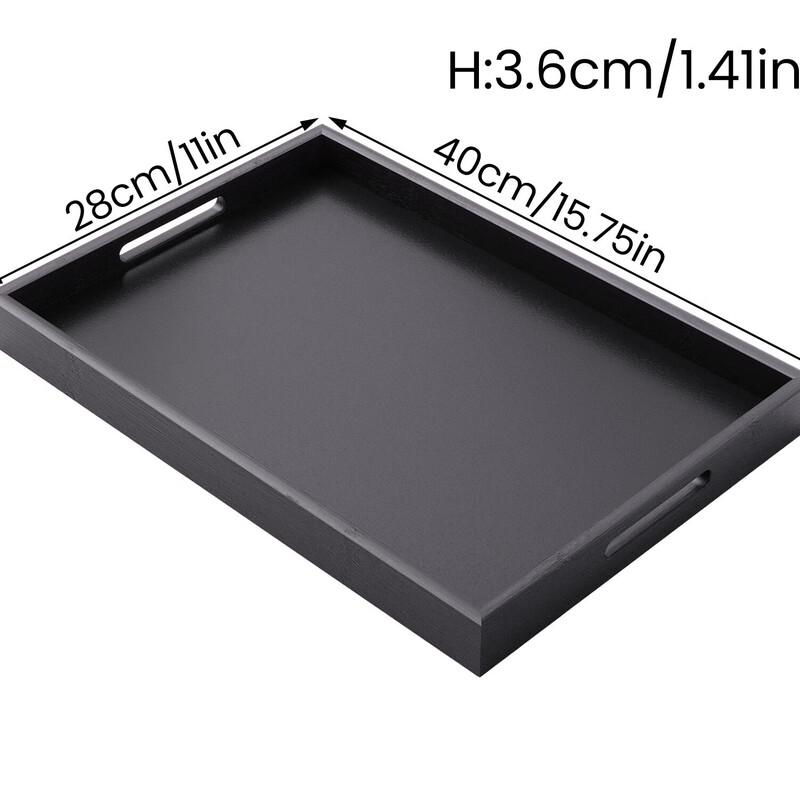 Black Bamboo Rectangular Tea Tray