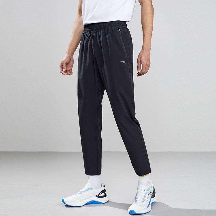 Anta Solid Color Logo Print Elastic Waist Straight-Leg Sports Pants Men Bottoms Black 152225501-1