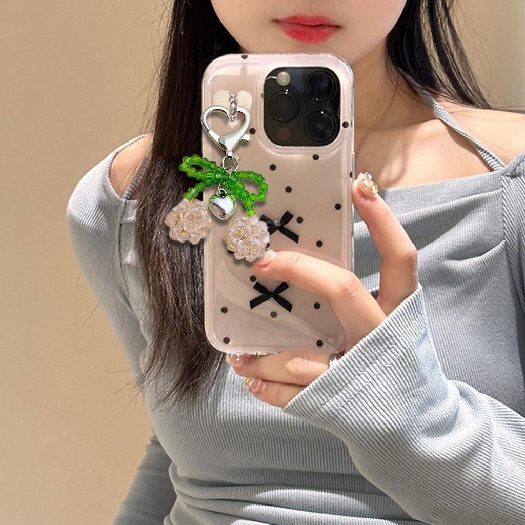 Elegant Crystal Beaded Bowknot Keyring Sweet Cherry Bowknot Key Chain with Crystal Beads Personalized Keyrings Ornament