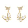 Korea Neues Design Modeschmuck Exquisite Zirkon Schmetterling Naturmuschel Anhänger Ohrringe Elegante Damen Party Accessoires
