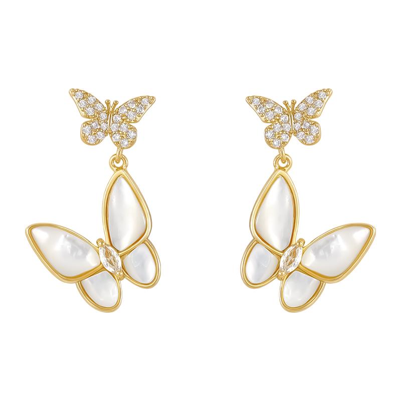 Coreea Design Nou Bijuterii de Modă Exquisite Zircon Fluture Nămol Natural Pandantiv Cercei Elegante Accesorii de Petrecere pentru Femei