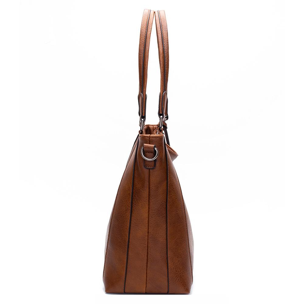 Damen Schultertaschen mit großer Kapazität Mode Lässige Handtasche Vintage PU Leder Umhängetasche Weibliche Reise Shopper Tote