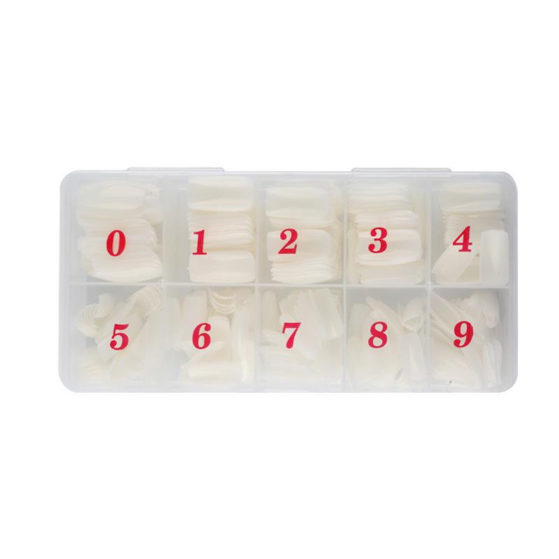 Nail Art Tips Box: 500 Natural/Transparent Full & Half Cover, French White.