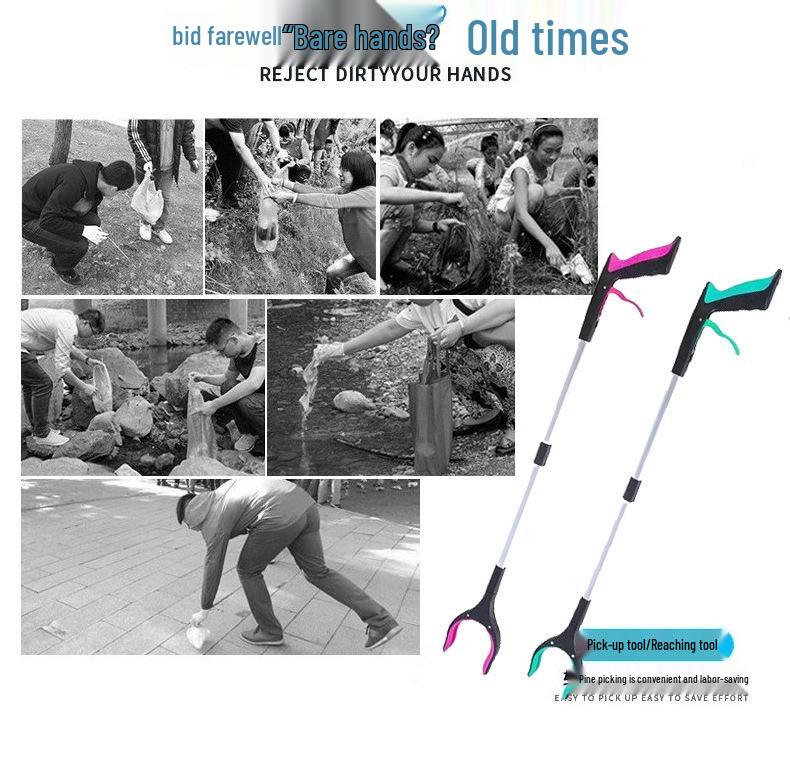 Retractable Folding Household Reacher Outdoor Hygiene Tongs - Thickened Sanitation Multifunctional Trash Picker.