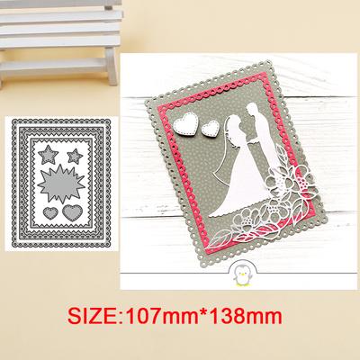 Zestaw prostokątnych ramek z serduszkami Metalowe wykrojniki do papieru Kartki Albumy Scrapbooking Wytłaczanie