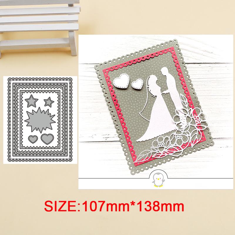 Little Hearts Rectangle Frames Set Metal Cutting Dies Paper Card Album Dies Scrapbooking Embossing