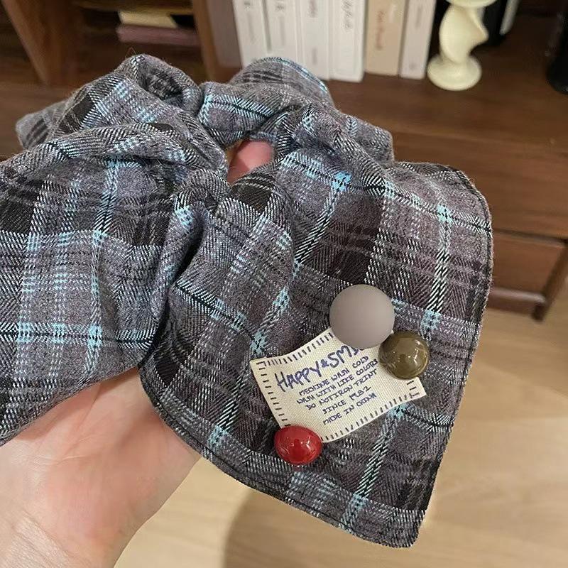 Plaid Square Scarf Hair Scrunchies Headbands For Women Girl Cute Head Rope Tie Ponytail Hair Band