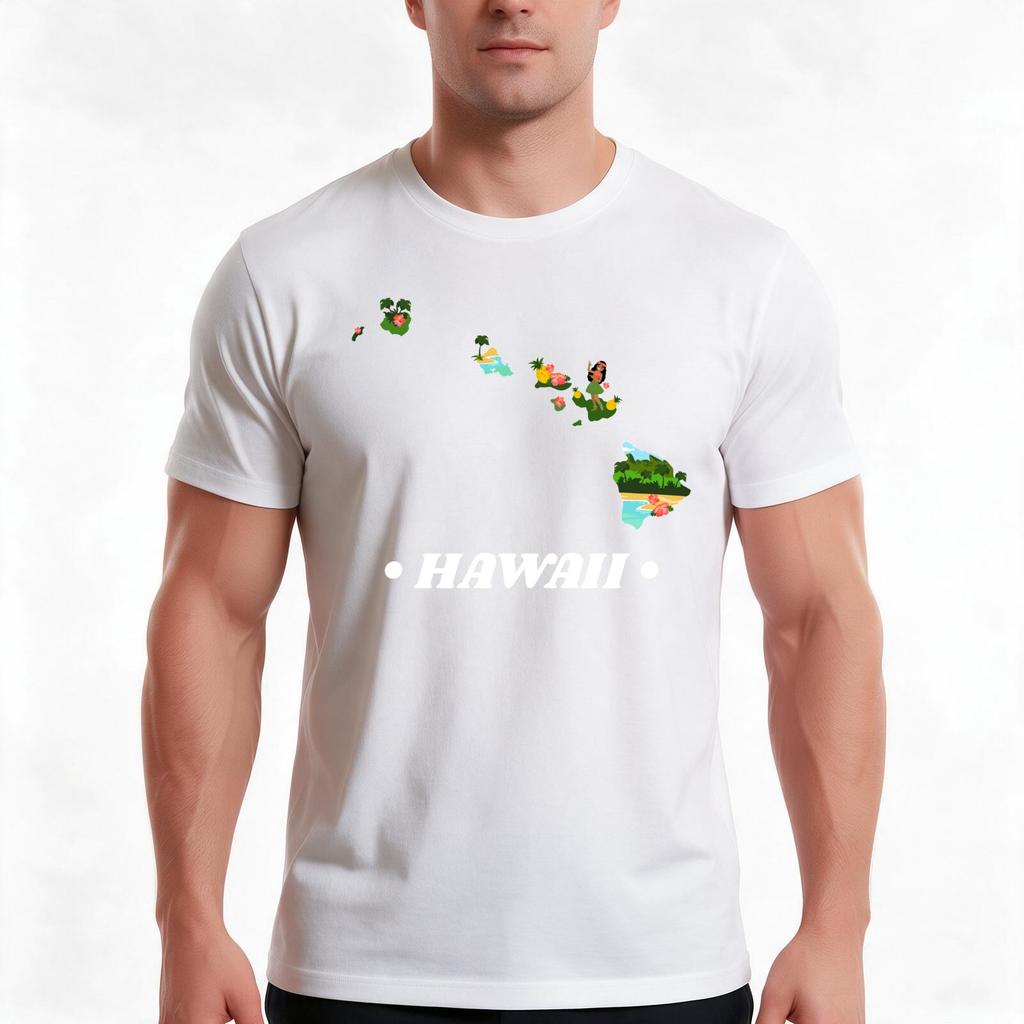 State of Hawaii TShirt Summer Casual Cotton Tee Oversized Streetwear Tops Vintage Graphic Print Loose Fit Short Sleeve