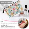 White Flower Floral Makeup Cosmetic Bag Blue Aesthetic Pouch Organizer Small Compact Cute Travel Mini Portable Beauty Toiletry Make Up Brush Storage