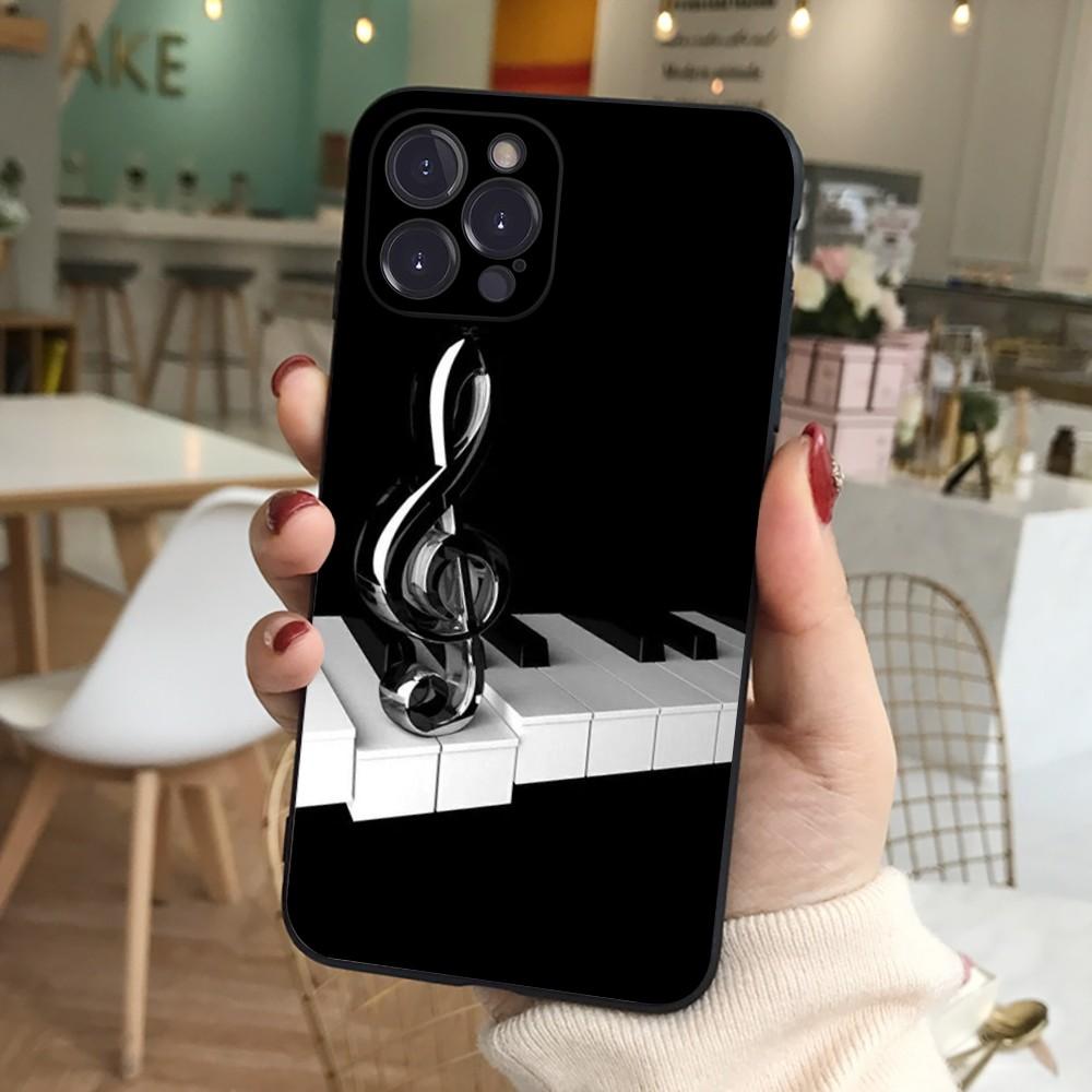 Black White Music Piano Keys Notes Phone Case For IPhone 14 11 12 13 Mini Pro Max 8 7 6 6S Plus X SE 2020 XR XS Funda Case